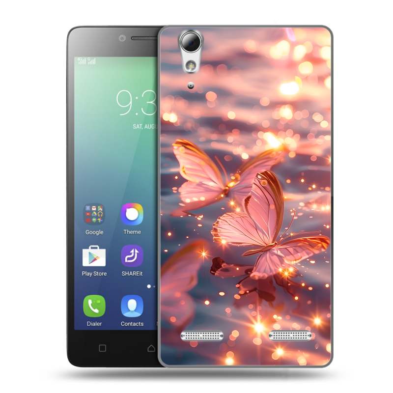 Силиконовый чехол на Lenovo A6010 с принтом бабочки розовые Силиконовый чехол на Lenovo A6010 с принтом бабочки розовые