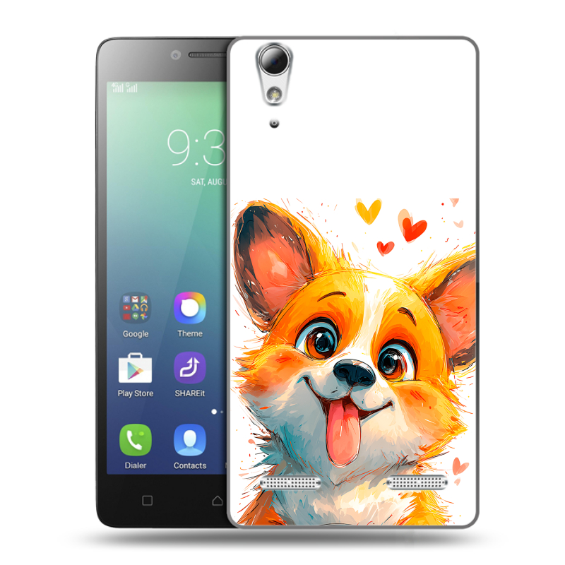 Силиконовый чехол на Lenovo A6010 с принтом корги Силиконовый чехол на Lenovo A6010 с принтом корги