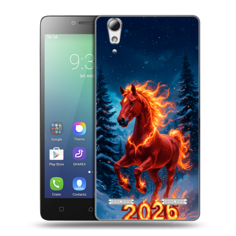 Силиконовый чехол на Lenovo A6010 с принтом Новый год коня Силиконовый чехол на Lenovo A6010 с принтом Новый год коня