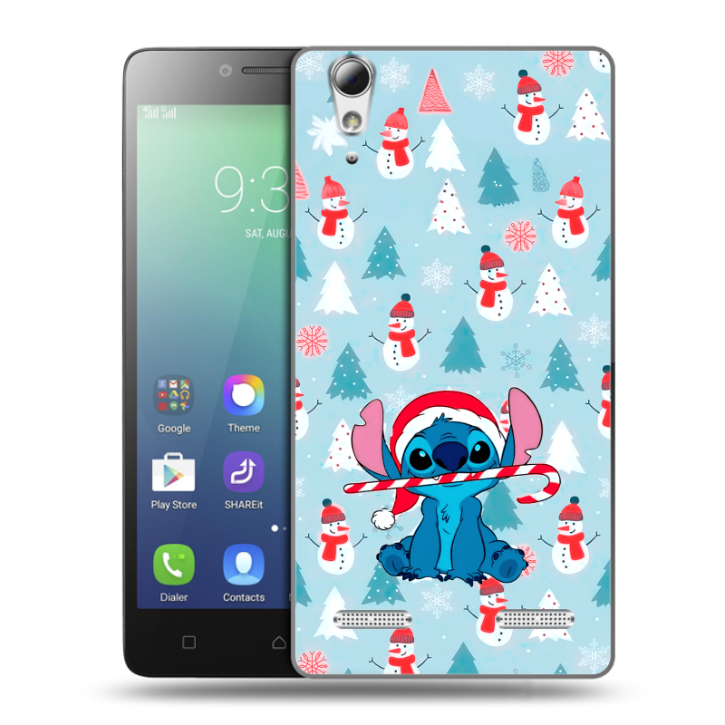 Силиконовый чехол на Lenovo A6010 с принтом Стич Новый год Силиконовый чехол на Lenovo A6010 с принтом Стич Новый год