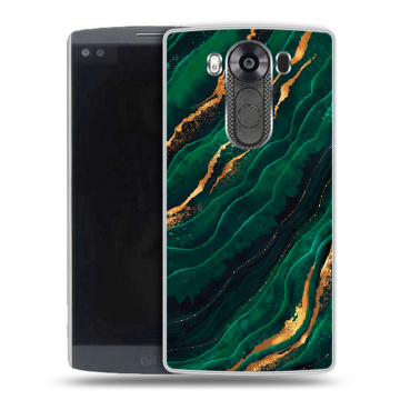 Силиконовый чехол на LG V10 с принтом Мрамор зеленое золото Силиконовый чехол на LG V10 с принтом Мрамор зеленое золото