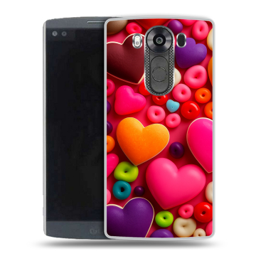 Силиконовый чехол на LG V10 с принтом Сердечки Силиконовый чехол на LG V10 с принтом Сердечки