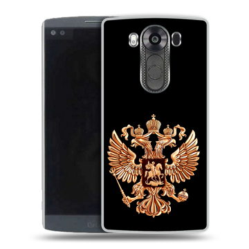 Силиконовый чехол на LG V10 с принтом Герб России золотой Силиконовый чехол на LG V10 с принтом Герб России золотой