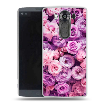 Силиконовый чехол на LG V10 с принтом лавандовые розы Силиконовый чехол на LG V10 с принтом лавандовые розы