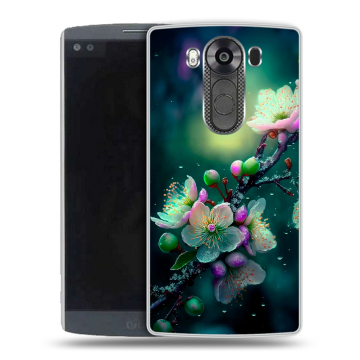 Силиконовый чехол на LG V10 с принтом Цветы и мрамор Силиконовый чехол на LG V10 с принтом Цветы и мрамор