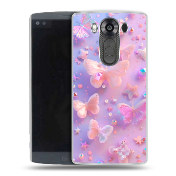 Силиконовый чехол на LG V10 с принтом Бабочки Силиконовый чехол на LG V10 с принтом Бабочки