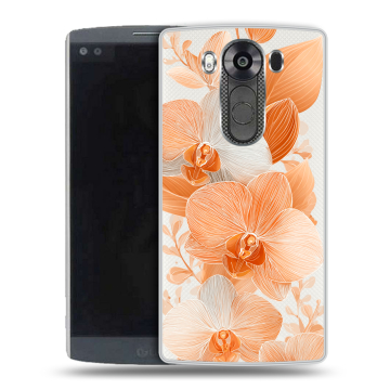 Силиконовый чехол на LG V10 с принтом Бежевые цветы Силиконовый чехол на LG V10 с принтом Бежевые цветы