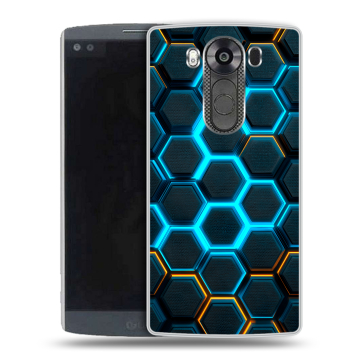 Силиконовый чехол на LG V10 с принтом Неоновые соты Силиконовый чехол на LG V10 с принтом Неоновые соты