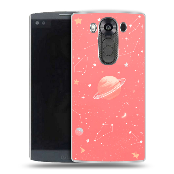 Силиконовый чехол на LG V10 с принтом Розовый космос Силиконовый чехол на LG V10 с принтом Розовый космос