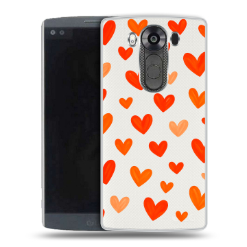 Силиконовый чехол на LG V10 с принтом Сердечки Силиконовый чехол на LG V10 с принтом Сердечки