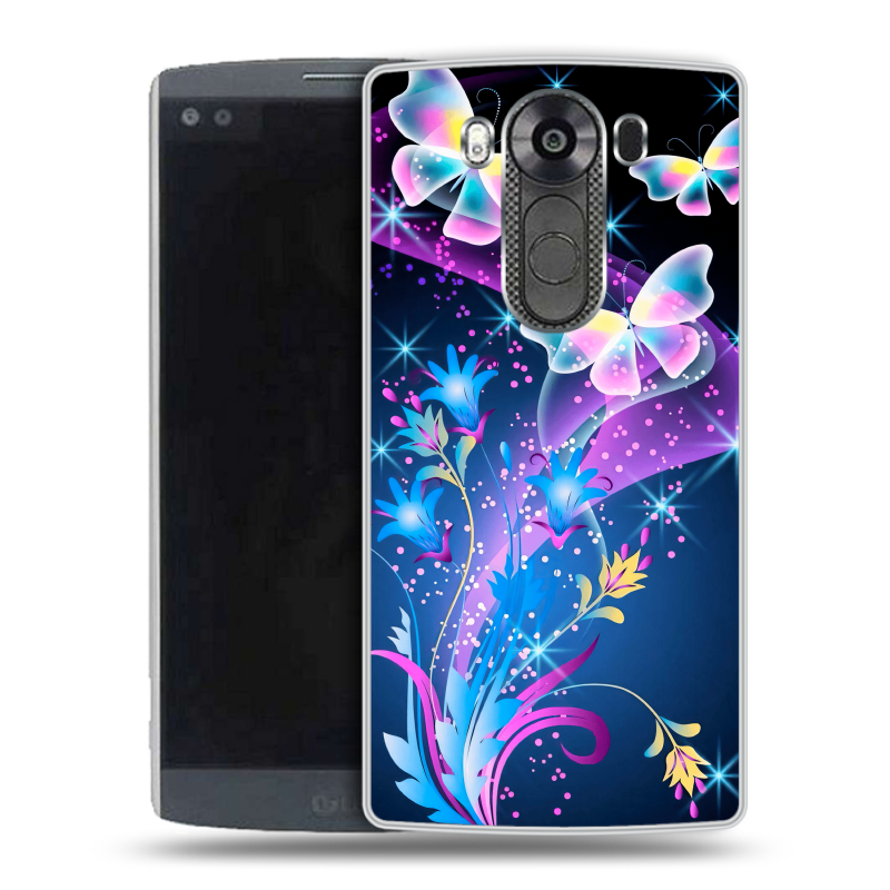 Силиконовый чехол на LG V10 с принтом Бабочки Силиконовый чехол на LG V10 с принтом Бабочки