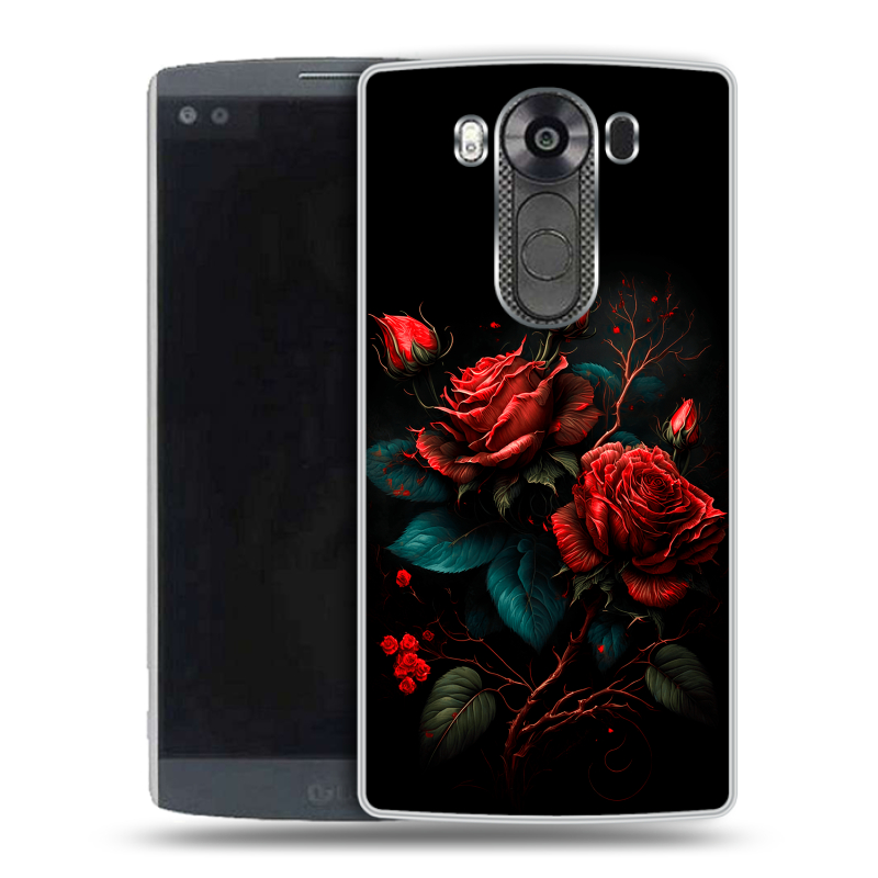 Силиконовый чехол на LG V10 с принтом Розы красные Силиконовый чехол на LG V10 с принтом Розы красные