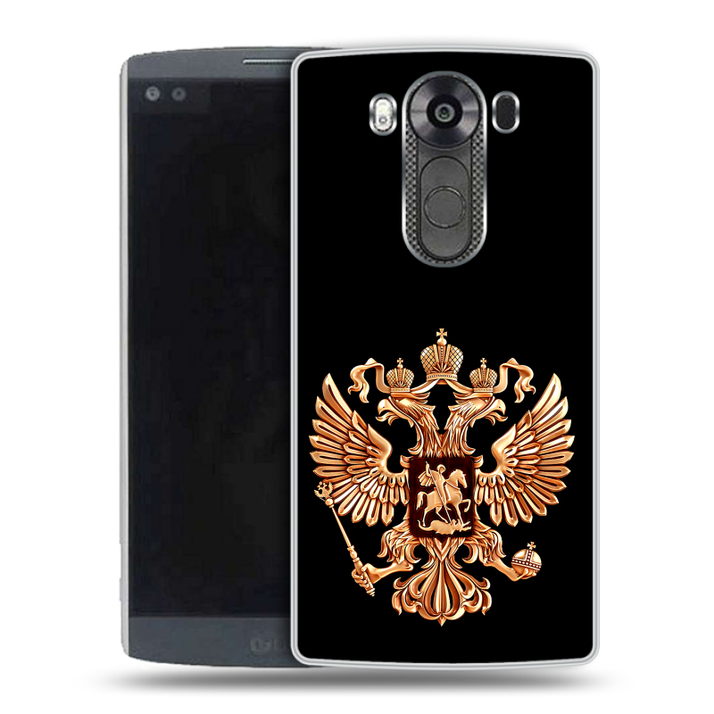Силиконовый чехол на LG V10 с принтом Герб России золотой Силиконовый чехол на LG V10 с принтом Герб России золотой
