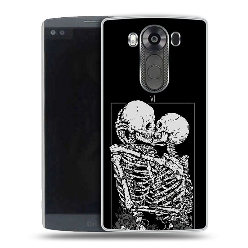Пластиковый чехол на LG V10 с принтом Поцелуй скелетов Пластиковый чехол на LG V10 с принтом Поцелуй скелетов