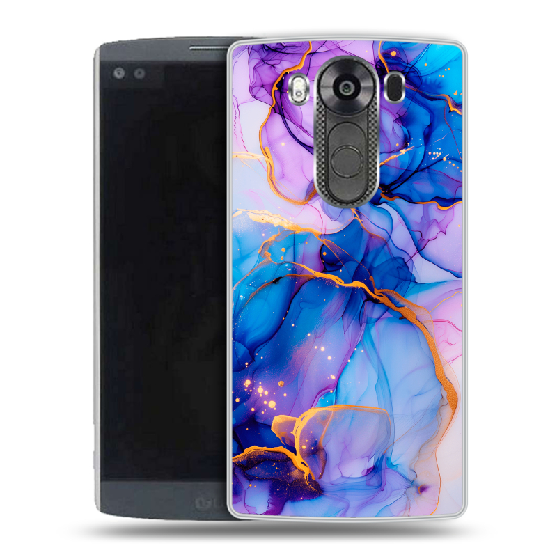 Силиконовый чехол на LG V10 с принтом синий мрамор Силиконовый чехол на LG V10 с принтом синий мрамор