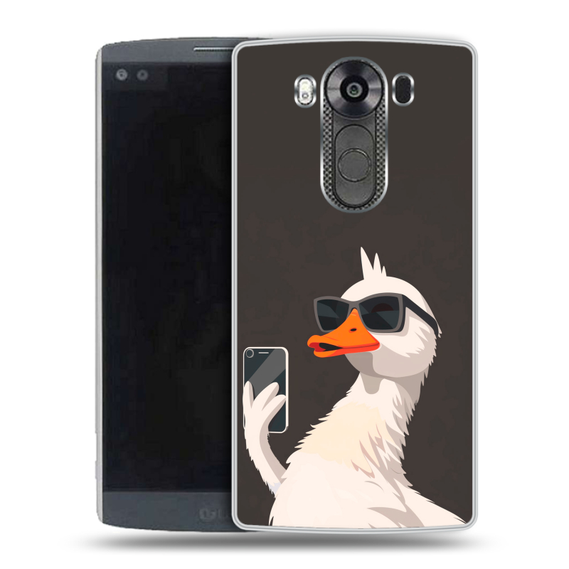 Силиконовый чехол на LG V10 с принтом утка в очках Силиконовый чехол на LG V10 с принтом утка в очках