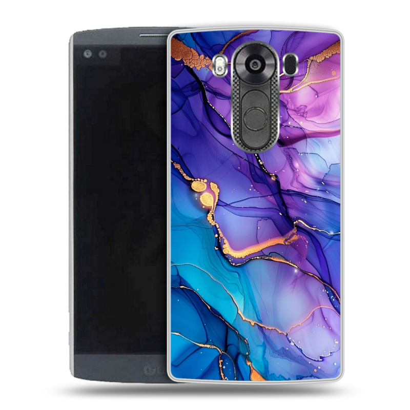 Силиконовый чехол на LG V10 с принтом синий мрамор Силиконовый чехол на LG V10 с принтом синий мрамор