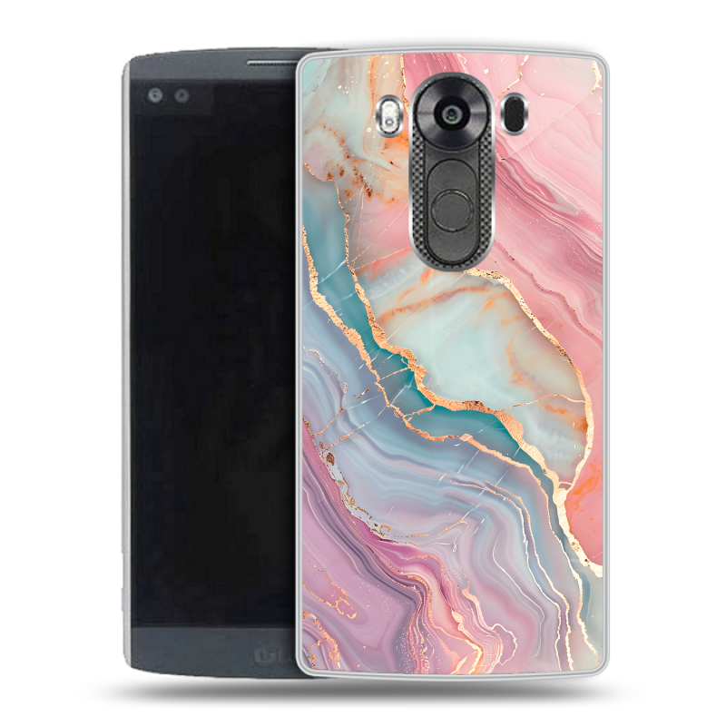 Пластиковый чехол на LG V10 с принтом розовый мрамор Пластиковый чехол на LG V10 с принтом розовый мрамор