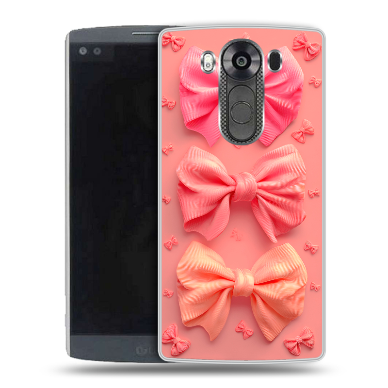 Силиконовый чехол на LG V10 с принтом Розовые бантики Силиконовый чехол на LG V10 с принтом Розовые бантики