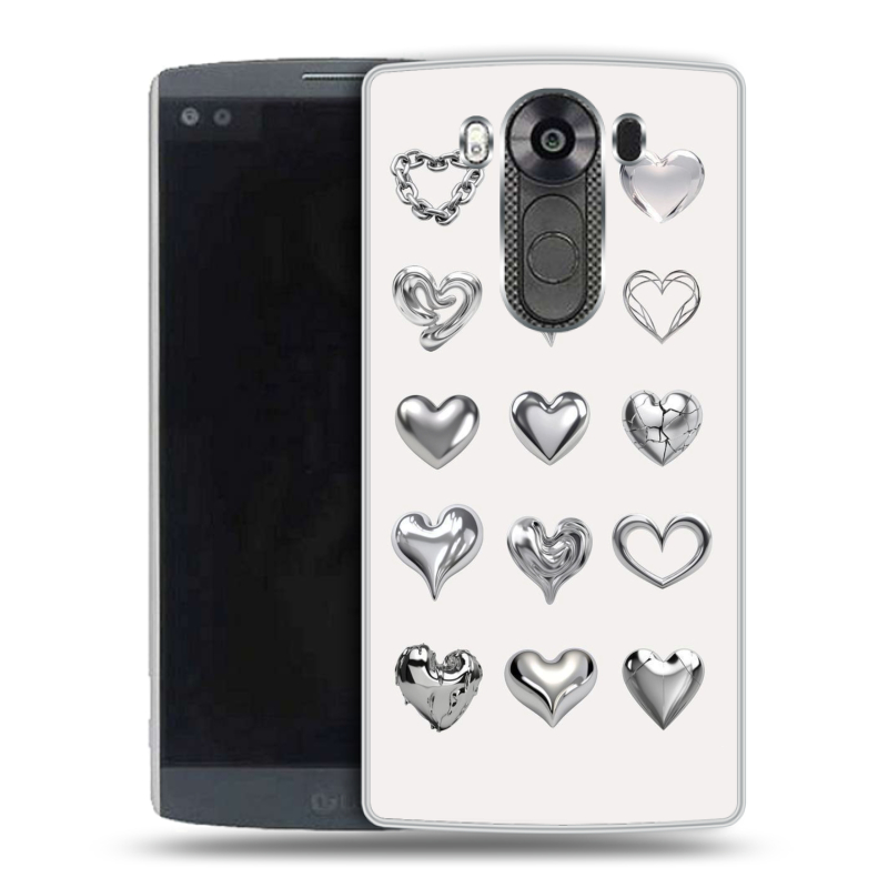 Пластиковый чехол на LG V10 с принтом Y2K сердечки Пластиковый чехол на LG V10 с принтом Y2K сердечки