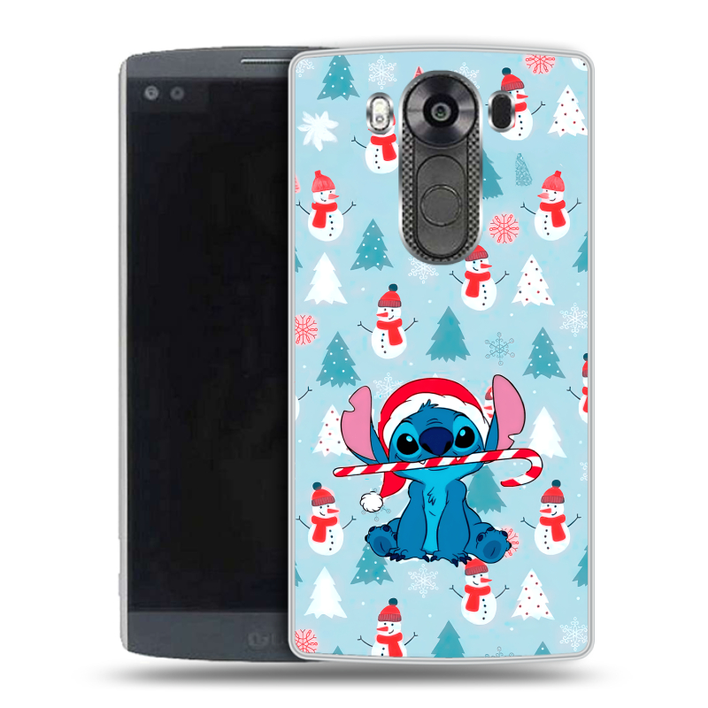 Силиконовый чехол на LG V10 с принтом Стич Новый год Силиконовый чехол на LG V10 с принтом Стич Новый год