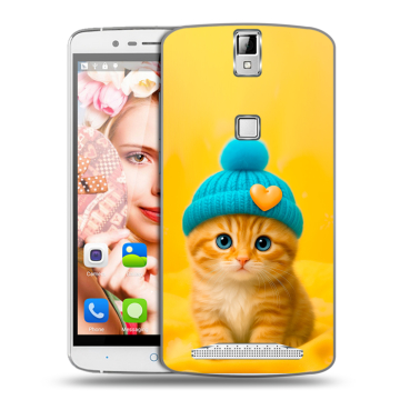 Пластиковый чехол на Elephone P8000 с принтом Котенок в шапке