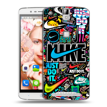 Пластиковый чехол на Elephone P8000 с принтом найк nike черный Пластиковый чехол на Elephone P8000 с принтом найк nike черный