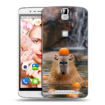 Пластиковый чехол на Elephone P8000 с принтом Капибара с апельсином