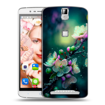 Пластиковый чехол на Elephone P8000 с принтом Цветы и мрамор