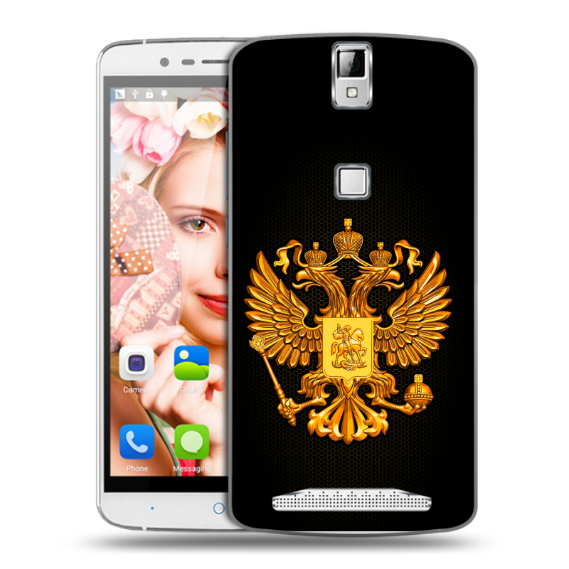 Пластиковый чехол на Elephone P8000 с принтом Герб России желтый Пластиковый чехол на Elephone P8000 с принтом Герб России желтый