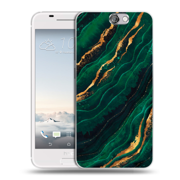 Силиконовый чехол на HTC One A9 с принтом Мрамор зеленое золото