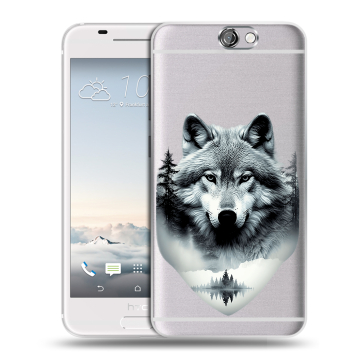 Силиконовый чехол на HTC One A9 с принтом Волк в лесу