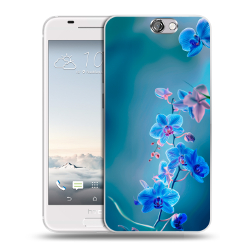 Силиконовый чехол на HTC One A9 с принтом Голубые цветы Силиконовый чехол на HTC One A9 с принтом Голубые цветы