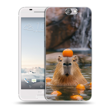Силиконовый чехол на HTC One A9 с принтом Капибара с апельсином Силиконовый чехол на HTC One A9 с принтом Капибара с апельсином