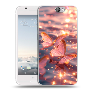 Силиконовый чехол на HTC One A9 с принтом бабочки розовые Силиконовый чехол на HTC One A9 с принтом бабочки розовые