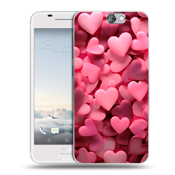 Силиконовый чехол на HTC One A9 с принтом розовые сердечки Силиконовый чехол на HTC One A9 с принтом розовые сердечки