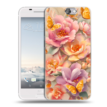 Силиконовый чехол на HTC One A9 с принтом Цветы и бабочки
