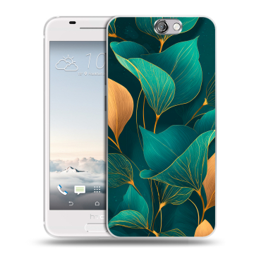 Силиконовый чехол на HTC One A9 с принтом Листья и золото