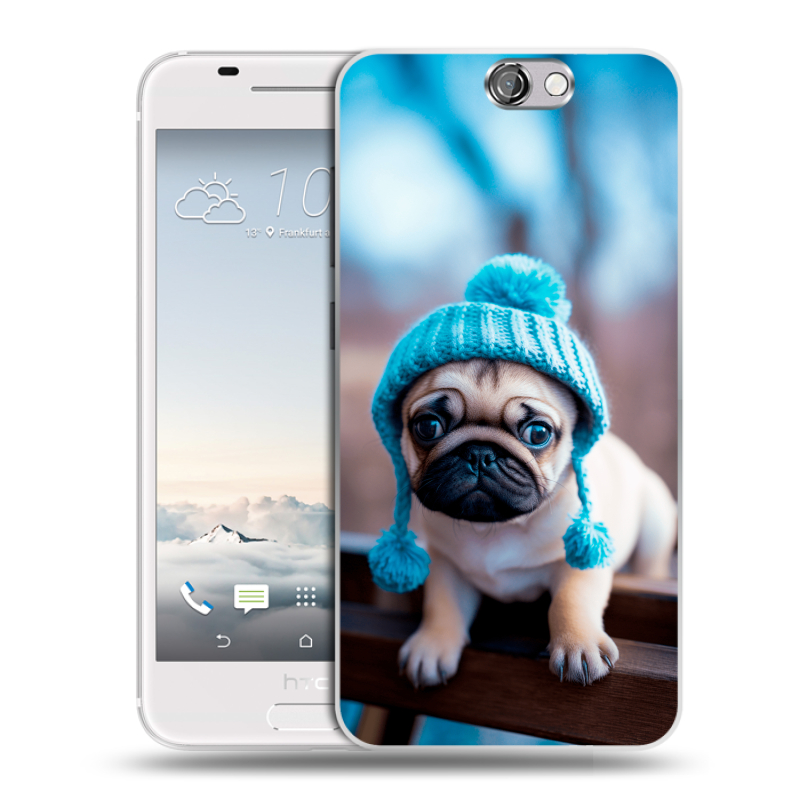Пластиковый чехол на HTC One A9 с принтом Мопс в шапке Пластиковый чехол на HTC One A9 с принтом Мопс в шапке