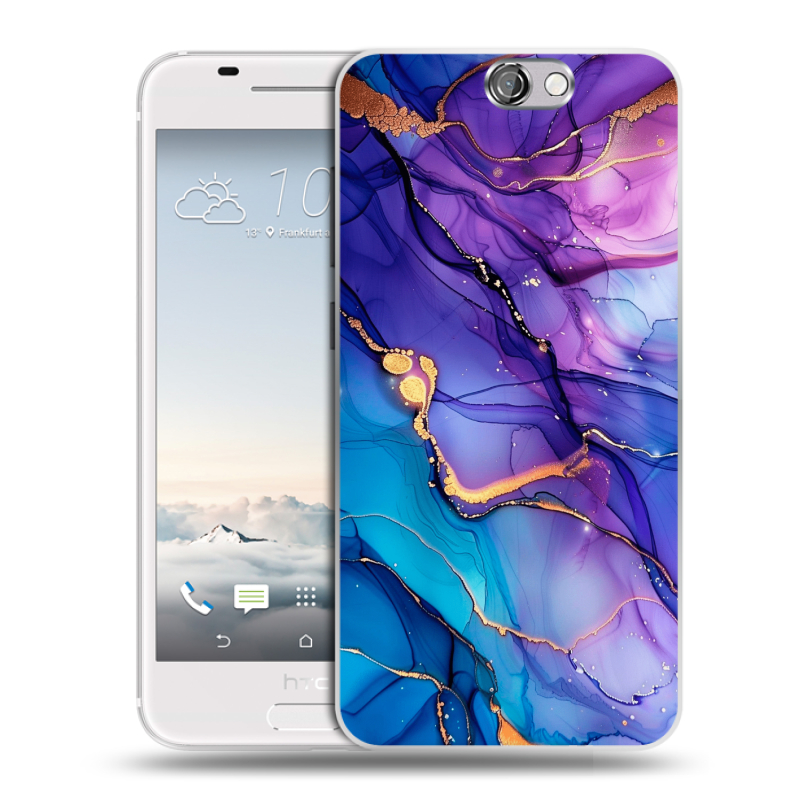 Пластиковый чехол на HTC One A9 с принтом синий мрамор Пластиковый чехол на HTC One A9 с принтом синий мрамор