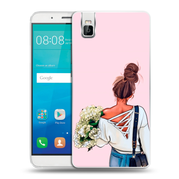 Пластиковый чехол на Huawei ShotX с принтом Девушка и букет Пластиковый чехол на Huawei ShotX с принтом Девушка и букет