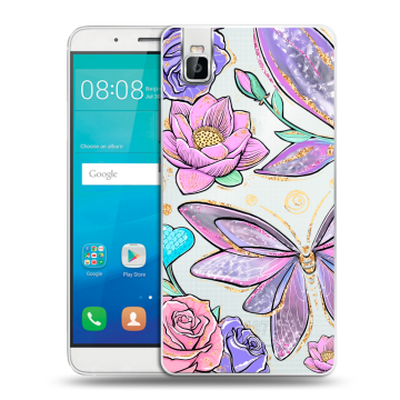 Пластиковый чехол на Huawei ShotX с принтом Бабочки и цветы Пластиковый чехол на Huawei ShotX с принтом Бабочки и цветы