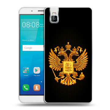 Пластиковый чехол на Huawei ShotX с принтом Герб России желтый Пластиковый чехол на Huawei ShotX с принтом Герб России желтый