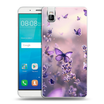 Пластиковый чехол на Huawei ShotX с принтом бабочки и лаванда Пластиковый чехол на Huawei ShotX с принтом бабочки и лаванда
