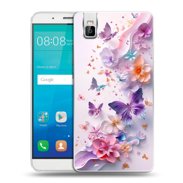 Пластиковый чехол на Huawei ShotX с принтом цветы бабочки