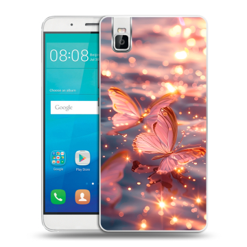 Пластиковый чехол на Huawei ShotX с принтом бабочки розовые Пластиковый чехол на Huawei ShotX с принтом бабочки розовые