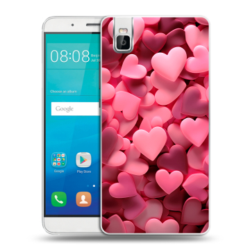 Пластиковый чехол на Huawei ShotX с принтом розовые сердечки Пластиковый чехол на Huawei ShotX с принтом розовые сердечки