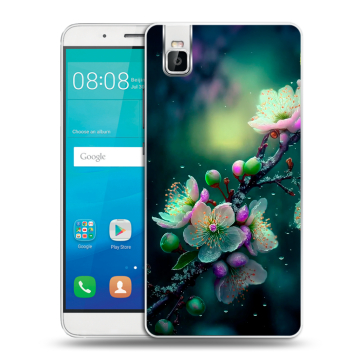 Пластиковый чехол на Huawei ShotX с принтом Цветы и мрамор