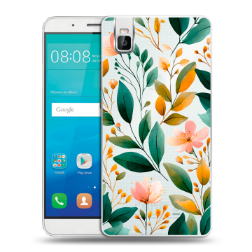 Пластиковый чехол на Huawei ShotX с принтом Цветы паттерн Пластиковый чехол на Huawei ShotX с принтом Цветы паттерн