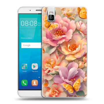 Пластиковый чехол на Huawei ShotX с принтом Цветы и бабочки Пластиковый чехол на Huawei ShotX с принтом Цветы и бабочки